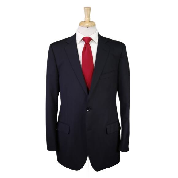 Brooks Brothers Fitzgerald Solid Navy Blue 2-Btn Wool Suit 42L - Picture 1 of 10